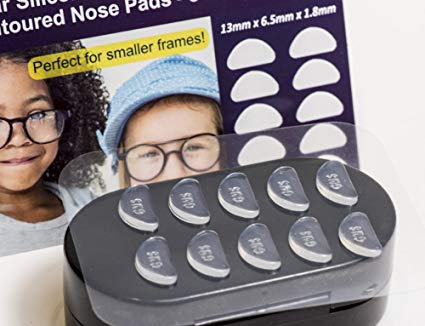 GMS Optical Short Anti-slip Adhesive Contoured Silicone Eyeglass Nose Pads - Perfect for Kids Glasses and Smaller Frames (13mm, Clear) (5 Pairs)