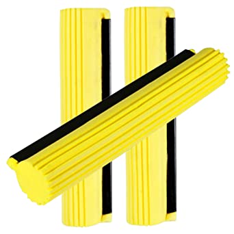 MOTIVE LIFE Sponge Roller Mop Head Refills,Pack of 3 Absorbent Sponge Pads Replacement,27cm-Yellow