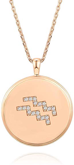 PAVOI 14K Rose Gold Plated Astrology Coin Constellation Necklace | Dainty Necklace for Women | 18"   2" Extender