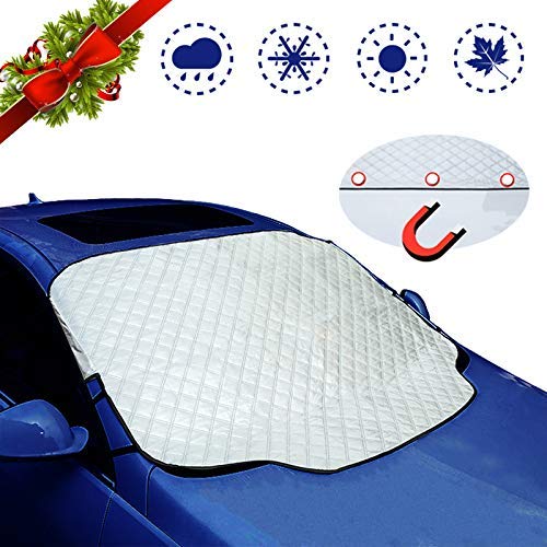 AutoJoy Car Windshield Snow Cover, Ice Snow Frost Guard for Windscreen, Thicker 4 Layers Waterproof Guard Covers with Magnetic Edges, Fits for Most Standard Cars