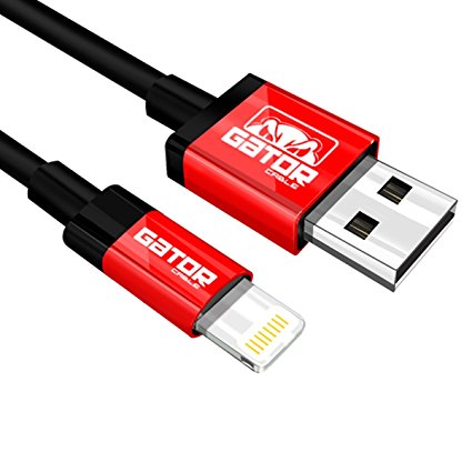 Gator Cable 3 feet MFI Apple Lightning high speed USB syncing and charging cord adapter with Red Aluminum Rugged Durable Housing For Apple iPhone ipad air pro 6 Plus 6 5 5s