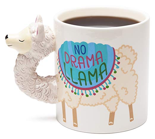 BigMouth Inc No Drama Llama Coffee Mug - Hilarious 20 oz Ceramic Coffee Mug with Llama Head Handle – Funny Mug is Perfect for The Home or Office, Makes a Great Gift