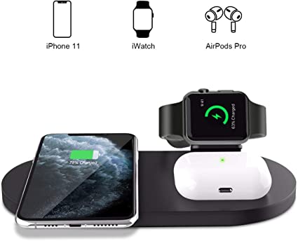 Wonsidary Wireless Charger,3 in 1 Wireless Charging Station for iPhone Watch Charger Stand, Airpods Pro,Airpods with Wireless Charging Case,Charging for iPhone12/11/11/Max/XR/XS/Xs Max/X/8 Plus/8