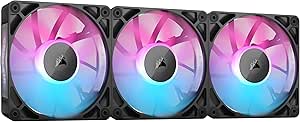 CORSAIR iCUE Link RX120 RGB 120mm Ventilateurs PWM avec Hub Système iCUE Link - Roulement à Dôme Magnétique - Triple Pack - Noir