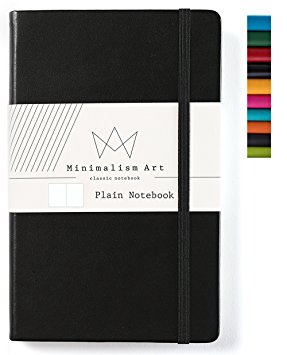 Minimalism Art | Classic Notebook Journal, Size: 5" X 8.3", A5, Black, Plain/Blank Page, 240 Pages, Hard Cover/Fine PU Leather, Inner Pocket, Quality Paper - 80gsm | Designed in San Francisco