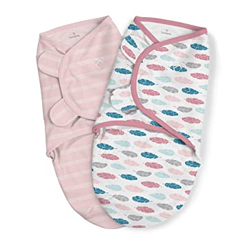 SwaddleMe Original Swaddle Feather Stripe, Large (3-6 Months), (14-18 Pound, or up to 33 Inch),Pack of 2