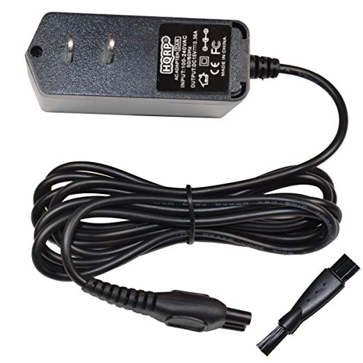 HQRP AC Adapter for Philips Norelco 422203623771 S9531 S9531/84 S9311 S9311/27 S9311/84 S9531/27 S8950 Shaver Power Cord Charger Adaptor   Cleaning Brush