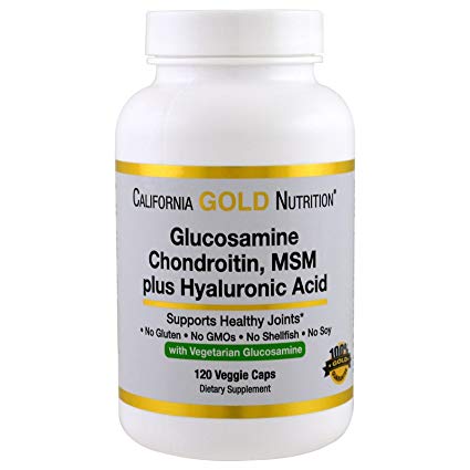 California Gold Nutrition CGN, Vegetarian Glucosamine, Chondroitin, MSM Plus Hyaluronic Acid, 120 Veggie Caps
