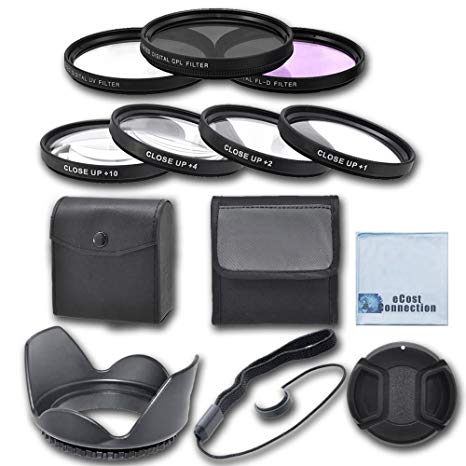 62mm High resolution Pro series Multi Coated HD 3 Pc. Digital Filter Set   62mm Pro Series High Quality 4pc HD Macro Close Up Filter Set  1  2  4  10   Hard Tulip Lens Hood   Universal Lens Cap Keeper   Snap On Lens Cap For Tamron AF18-270mm f/3.5-6.3 Di II VC PZD AF Lens, 18-200mm f/3.5-6.3 XR Di-II Macro Lens, SP 70-300mm f/4-5.6 Di VC USD Telephoto Zoom Lens and More Models   eCost Microfiber Cleaning Cloth