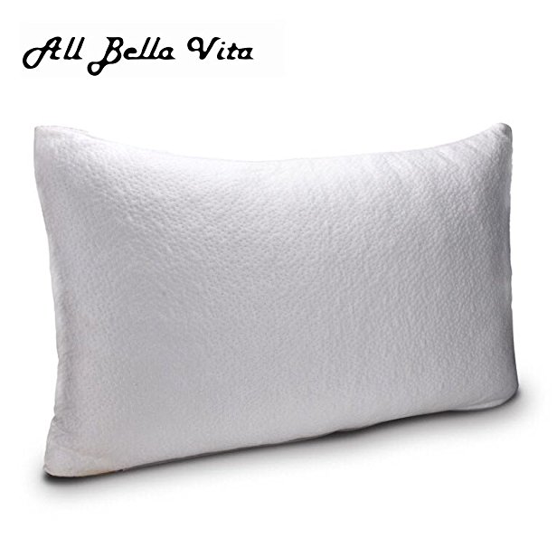 All Bella Vita – THE COZY PILLOW - Premium Adjustable Shredded Memory Foam Pillow with washable removable zip cover, ideal for all sleep positions, Bed Pillow, Cooling and Breathable (Standard)