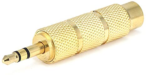 Monoprice 107165 3.5mm Stereo Plug to 6.35mm Stereo Jack Adaptor, Gold Plated