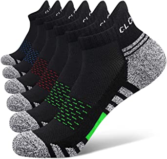 Closemate Athletic Ankle Socks 6 Pairs Low Cut Sport Cushion Running Tab Socks for Men and Women