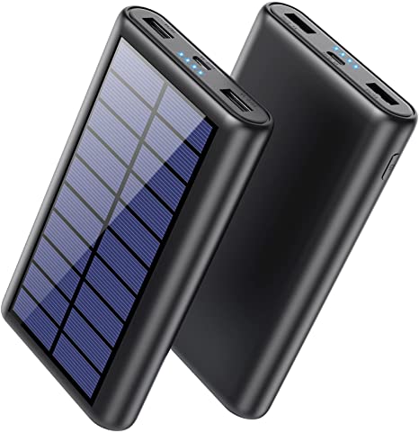 Pxwaxpy Solar Charger Power Bank, 33800mAh Portable Charger with LED and 2 USB Outputs External Battery Pack for Camping Outdoor Compatible with iPhone, Samsung Android Phone,Tablet,iPad, Airpods etc.