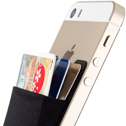 Card Holder Sinjimoru Stick-on Wallet functioning as iPhone Wallet Case iPhone case with a card holder For Android too Sinji Pouch Basic 2 Black