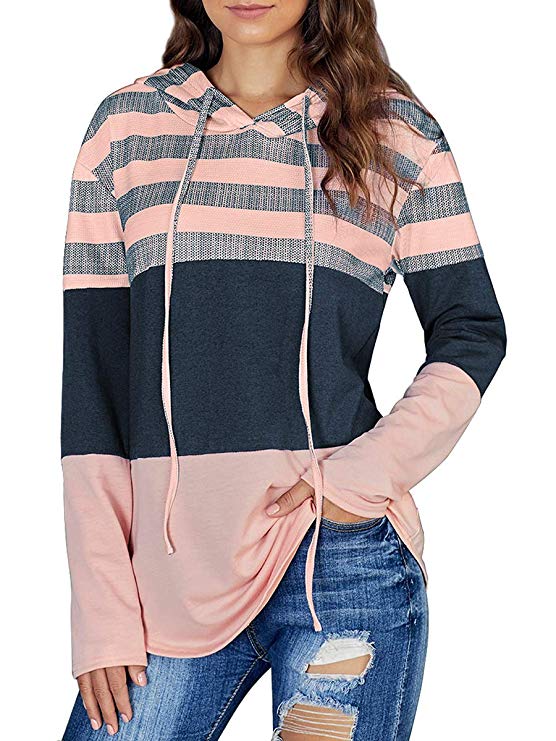 Alaroo Womens Casual Ombre Pullover Hoodies Sweatshirts with Button and Pocket