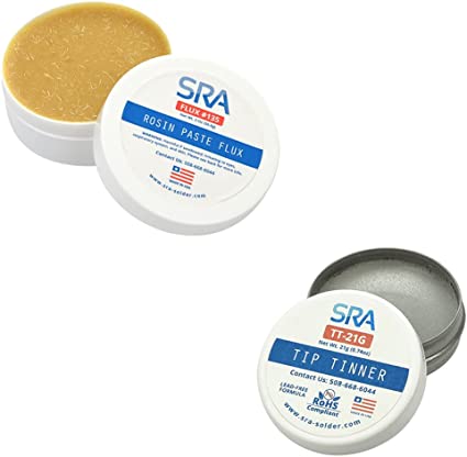 SRA Rosin Paste Flux #135 with a Soldering Iron Tip Tinner