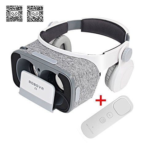 BOBOVR Z5 3D VR Headset with Gyroscope Gamepad Controller 720° Surrounded Stereo FOV120 IPD Focus Adjustable 3D Glasses Virtual Reality Headset with Headphone for Samsung Galaxy S8 / S8 Plus 4.7~6.2 inches Android IOS Google Daydream Smartphones
