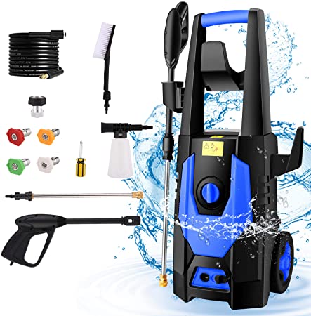 mrliance 3600PSI Electric Pressure Washer 2.4GPM 1800W High Pressure Cleaner Machine with Spray Gun, Soap Tank and 4 Nozzles Blue