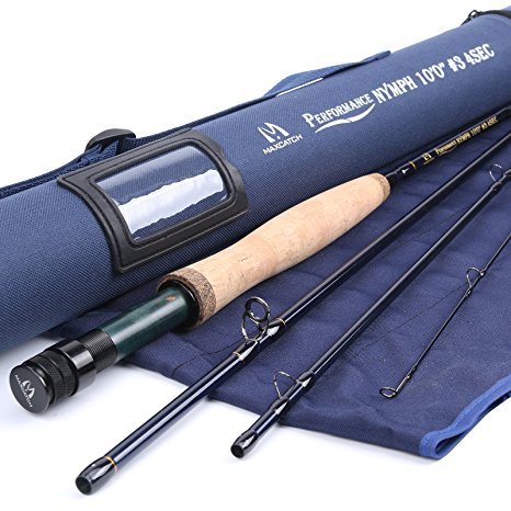 Maxcatch Performance Nymph Fly Fishing Rod in 3/4wt: 10ft, IM10 Carbon, AA Cork Handle, Cordura Rod Tube