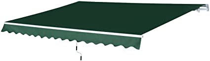 Outsunny 12' x 8.2' Outdoor Patio Manual Retractable Exterior Window Awning - Green