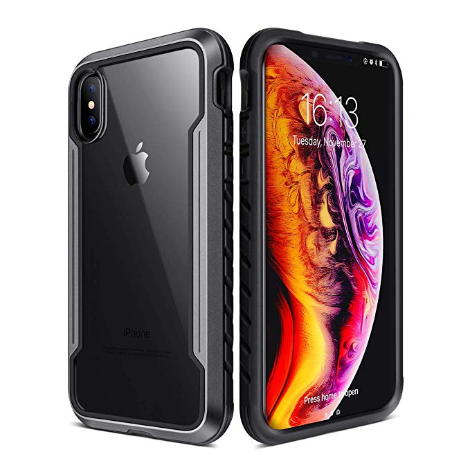 iPhone X & iPhone Xs Case, XchuangX Defender iPhone Case Anodized Aluminum, TPU, Clear PC, Military Grade Machined Metal Protective Case for Apple iPhone Xs, iPhone X, iPhone 10 (Black)