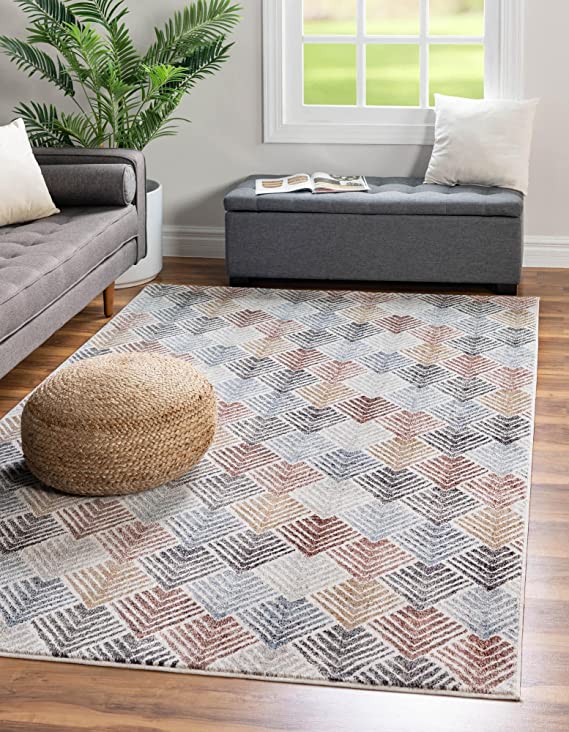 Unique Loom Eco Trellis Collection Area Rug - Osage (Rectangular 7' 10" x 10' 0", Multi/ Blue)