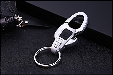 Mehr Classic Attachable LED Flashlight & Bottle Opener Keychain - Durable Key Chain (LED Silver X Model 2)
