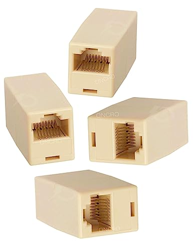 ONCRO® Improved Pack of 4, RJ45 Extender Plug Network Broadband Ethernet LAN Cable Joiner/Jointer Coupler 8P8C extension Adsl Female to Female LAN Cable Adapter Connector (Plastic 4pc jntr-LAN)