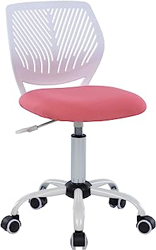 GGN Kids Desk Chair Cute Armless Office Chair for Girls Small Computer Desk Chair with Wheels (Pink)