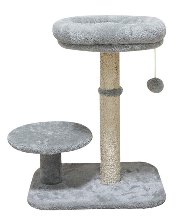 MIAO PAW Cat Tree Tower Condo Sisal Post Scratching Furniture Activity Center Kitten Play House Cat Bed Grey