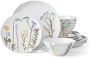 Lenox Wildflowers Piece Dinnerware Set, 12 Count, White