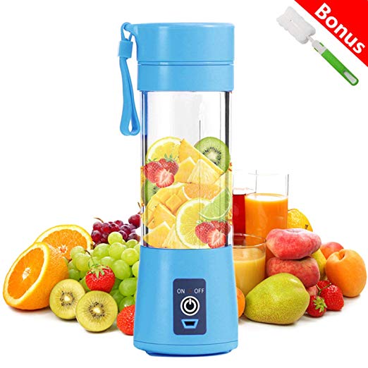 Portable Blender, bopopo Smoothie Juicer Cup - Six Blades in 3D, 13oz Fruit Mixing Machine with 2000mAh USB Rechargeable Batteries, Detachable Cup, Perfect Blender for Personal Use (FDA, BPA Free)
