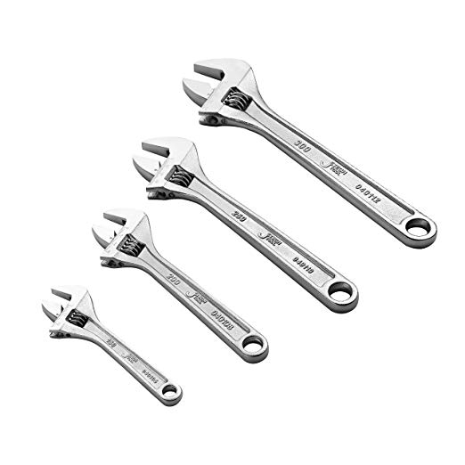 Jetech 4pcs Adjustable Wrench Set, Forged, Heat-Treated Heavy Duty Shifter Spanners with Chrome Plating, Wide Caliber Opening, Roll-up Carrying Pouch, Size Includes 6-Inch, 8-Inch, 10-Inch, 12-Inch