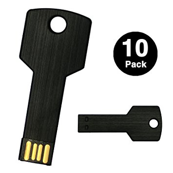 10pcs 4GB 4G USB Flash Drive Metal Key Design USB Flash Drive Metal Key Shaped Memory Stick USB 2.0 Black 4G