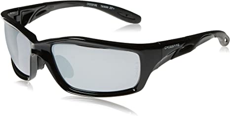 Crossfire 263 Infinity Premium Safety Glasses, Silver Mirror Lens - Shiny Black Frame