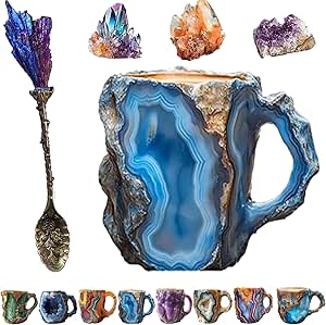 KCRPM Grishay LuxeGem Mug, 2025 New Natural Mineral Crystal Coffee Mugs, Multi-Colored Mineral Rock Coffee Mugs, 3D Geode Coffee Mug, Christmas Friendship Gift for Friend for Home Office (Color-L)