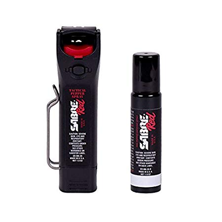 SABRE RED Pepper Spray with Tactical Clip – Identical to Model Used by Police Worldwide – Max Strength – Up to 30 Bursts