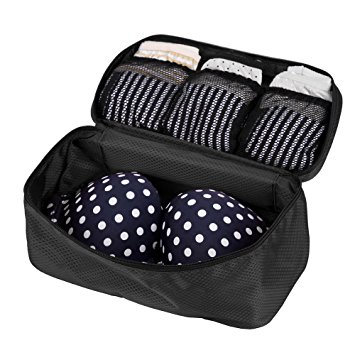 Bra Organizers Small Packing Cube for Underwear,Lingerie,Socks Travel Case Space Saver Black
