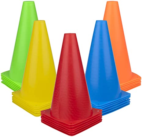 Fasmov 30 PCS Training Cones Plastic Sport Training Traffic Cone for Skate Soccer & Outdoor Activity Agility Marker Cones, 9-Inch