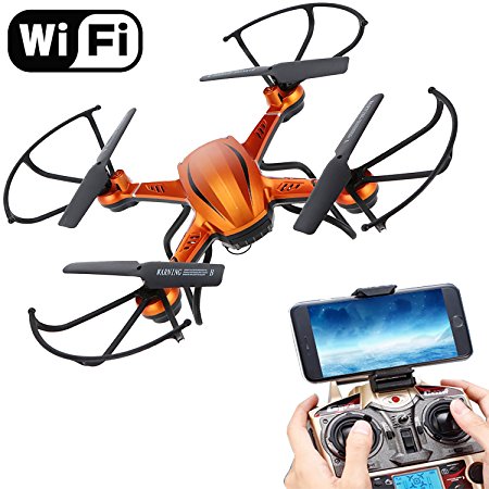 Boys Toys FPV RC Drones Quadcopter for Kids with WIFI Camera Remote Control Airplane Helicopter Flying Toys 2.4GHz 6Gyro 3D Flips Headless Drone Indoor/Outdoor for Boys Girls Beginner Gifts(Orange)