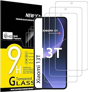 NEW'C 3 Piezas, Protector Pantalla para Xiaomi 13T, Xiaomi 13T Pro, Cristal templado Antiarañazos, Antihuellas, Sin Burbujas, Dureza 9H, 0.33 mm Ultra Transparente, Ultra Resistente