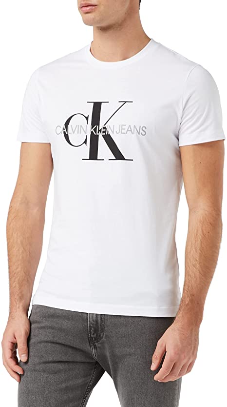 Calvin Klein - Calvin Klein's Iconic Monogram SS Slim T-shirt - Graphic T Shirt - Tee Shirt Mens - Calvin Klein T Shirt Men - Bright White - Size XXL