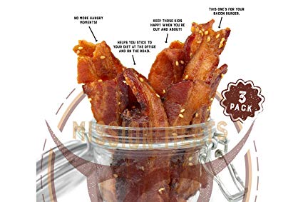Delicious Uncured Real Bacon Jerky Hand Crafted Small Batch Korean BBQ Paleo Friendly MSG Free Nitrate & Nitrite Free (Korean BBQ Paleo, 3 pack)