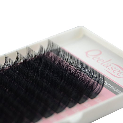 Qeelasee Faux Mink Silk Eyelash Extensions 0.03mm C Curl 8mm Semi-Permanent Individual Lashes Extension Professional Salon Use