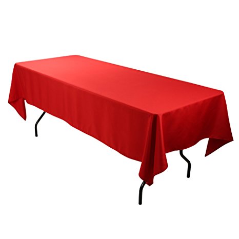 E-TEX 60x126-Inch Polyester Rectangular Tablecloth Red