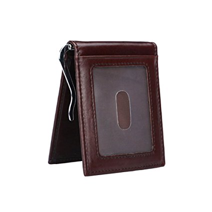 Men's 11 Cards Slots RFID Blocking Slim Wallet Small Leather Bifold Front Pocket Wallet