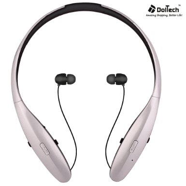 Bluetooth Earbuds  Doltech HBS-960 Bluetooth Headphones Wireless Neckband Bluetooth Headsets for SportRunningGymExercise Lightweight Sweat-proof Noise Cancelling Earbud for Cell Phones Silver