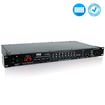 8 Outlet Power Sequencer Conditioner - 2200W Rack Mount Pro Audio Digital Power Supply Controller Regulator w/Voltage Readout, Surge Protector, For Home Theater, Stage/Studio Use - Pyle PS1000