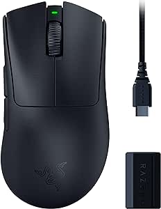 Razer DeathAdder V3 Pro HyperPolling Wireless Dongle - Ratón para esports Ultraligero con una magnífica tasa de sondeo inalámbrico de 8K Hz (63 g, Sensor óptico Focus Pro de 30k PPP) Negro