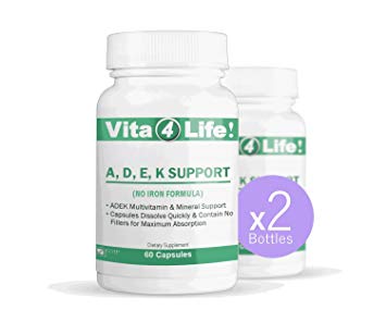 Vita4life Adek Support, No Iron, 40 Mg, Capsules – 120 Count